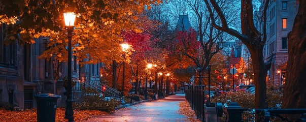 Obraz premium A vibrant autumn night in Montreal