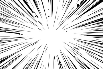 Dynamic explosion effect radiates outward with sharp lines and intense contrast, conveying energy and excitement