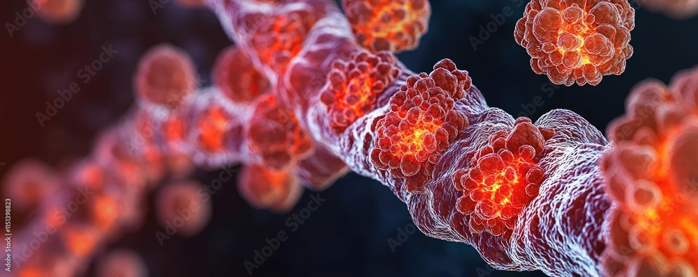 Poster gastroesophageal reflux disease concept. detailed visualization of molecular structures and cellular