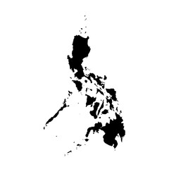Philippines high detailed vector representation of country silhouette in solid black on white background. For educational, decorative, or informational use showcasing the national outline.