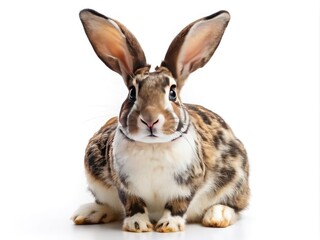 Fototapeta premium English Checkered Giant Rabbit, Spotted Bunny, Cute Pet, Long Eared Coney, Domestic Animal Illustration