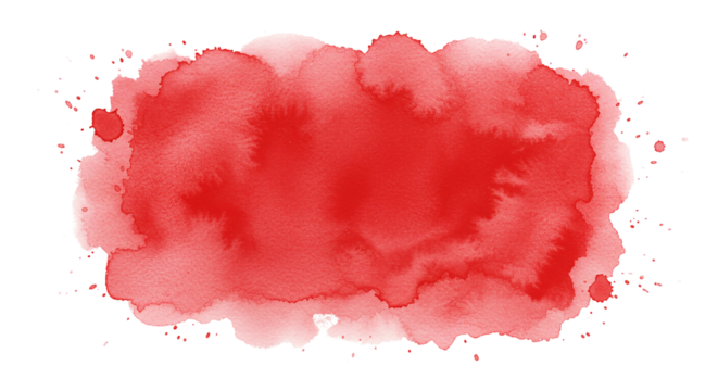 Red water colour splash isolated on transparent background