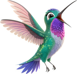 Obraz premium Adorable cartoon hummingbird clipart, perfect for adding charm to any design.
