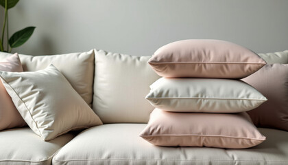Soft Pastel Pillows on a Cozy Sofa