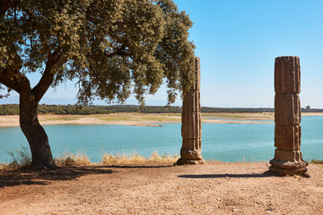 Ancient Roman temple ruins of Augustobriga. Caceres, Extremadura. Spain