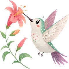 Obraz premium Adorable cartoon hummingbird clipart, perfect for adding charm to any design.