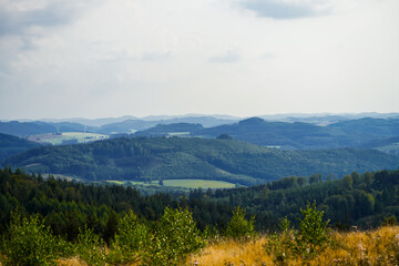 Landscape at the Loermecke tower near Meschede. Nature in the Sauerland.