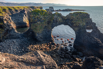 Rock arch in Arnastapi on the Snaefellsnes peninsula in Iceland