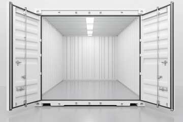 Photorealistic Close-Up of Double Door Container with Reinforced Doors and Secure Locking Systems on White Background