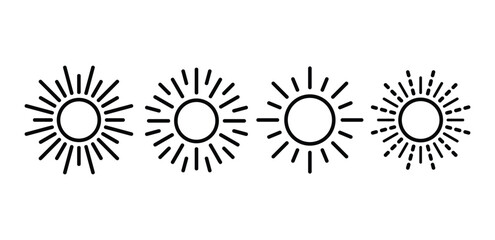 round sunburst icon outline simple line black white color modern illustration collection isolated sets
