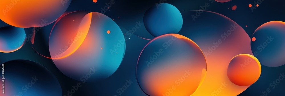 Poster abstract colorful spheres floating in deep space a mesmerizing digital art piece featuring vibrant o