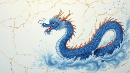 Obraz premium Blue and White Porcelain with Golden Cracks