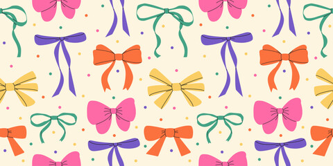 Contemporary colorful bow knots seamless pattern