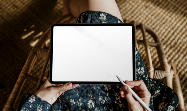 Tablet screen png mockup, digital device, transparent design