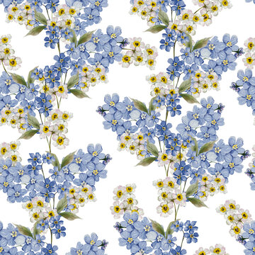 Easter seamless pattern with flowers in tender colors. Watercolor vintage style.