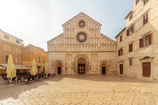 Cathedral of St. Anastasia in Zadar, Croatia with no people