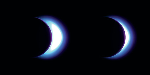 Illustration of the cycles of eclipses of the sun. Space. Vector on black background.
