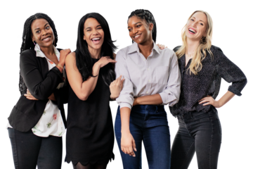 Empowering women png cut out, happy middle ages, transparent background