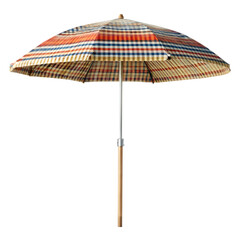 Obraz premium Open Beach Umbrella with Woven Handle. Perfect for: Beach days, Summer festivals, Island vacations