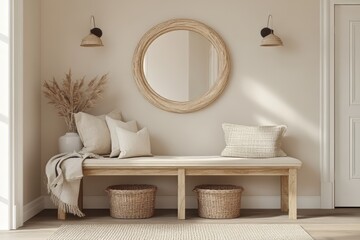 Cozy Entryway Bench with Natural Decor.