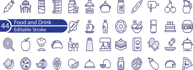 food line editable icon set