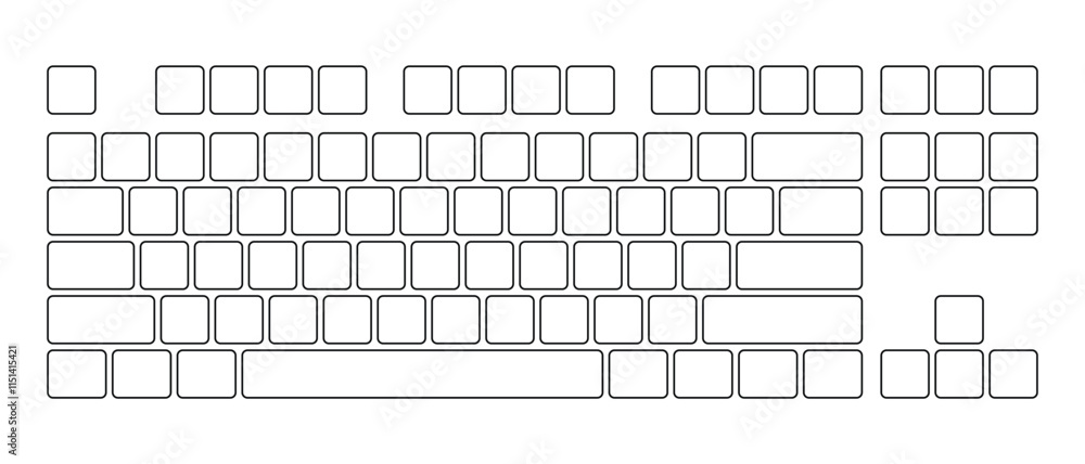 Poster Computer keyboard button layout template for graphic use. Modern computer keyboard. Vector illustration