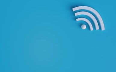 3D WiFi Signal Icon on Blue Background, Representing Connectivity and Digital Communication in a Modern Tech World