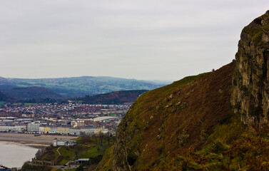 Great Orme vantage point overlooking the seaside town of Llandundo, Creuddyn Peninsula, Conwy, North Wales 
