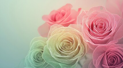 Pastel rose concept. Delicate pastel roses in soft focus, creating an elegant and romantic atmosphere.