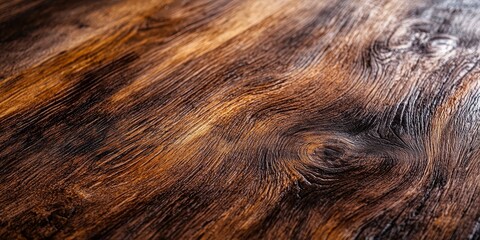 Naklejka premium Close up image showcasing the details of a wood textured table, highlighting the beautiful grain and design of the wood texture that enhances any setting with its warm aesthetic.
