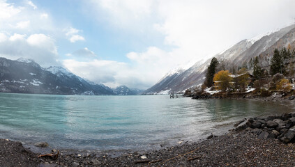 Panoramic views of Swiss nature - mountains and lakes