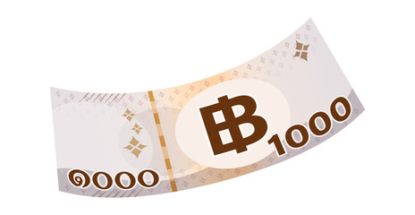 money thai baht, banknotes, currency 1000 baht falling, money flying