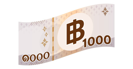 money thai baht, banknotes, currency 1000 baht falling, money flying