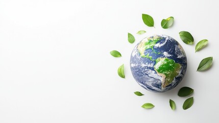 Earth Day: Green Leaves Encircling the Globe Promoting Environmental Conservation and Sustainability