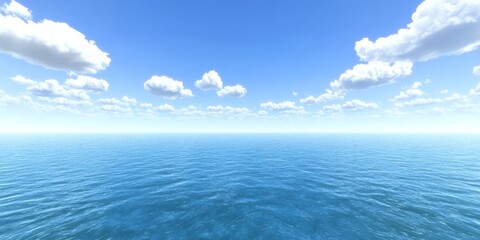 Obraz premium Serene Ocean Panorama Blue Water Sky Clouds