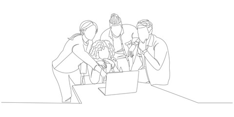 vector line art design of office people having a briefing together eps 1