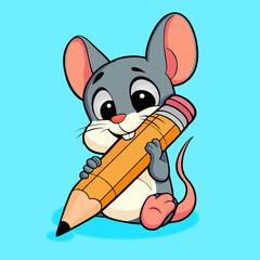 A mouse eating a pen