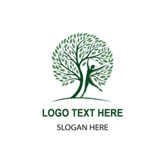 Obraz premium Tree leaf human logo on white background