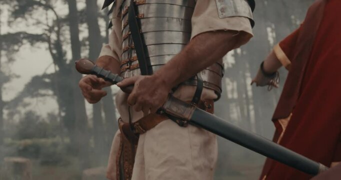 Medieval Warrior Sheathing Sword