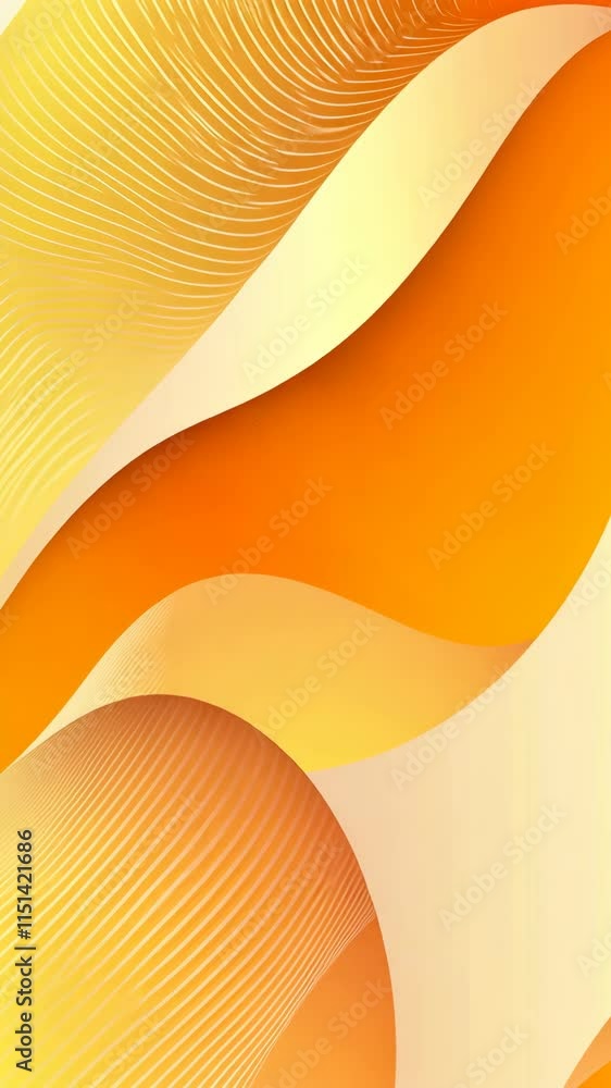 Poster abstract orange and yellow wave design depicting flowing curves and soft gradients in a modern artis
