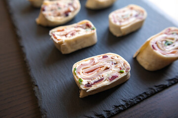 Turkey Bacon Cranberry Pinwheel Holiday Appetizer