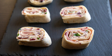 Turkey Bacon Cranberry Pinwheel Holiday Appetizer