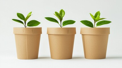 Obraz premium Eco-Friendly Packaging with Green Plants in Pots
