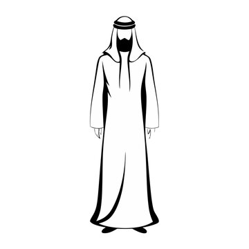 line drawing illustration of arab haik garment on transparent background