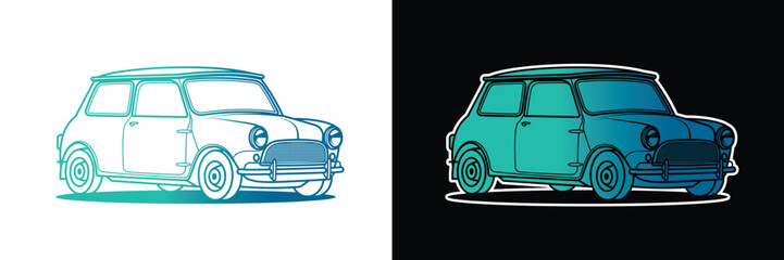 Racing retro car. Original vector illustration in vintage style.