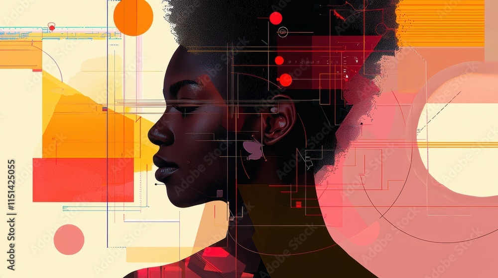 Poster artistic expression of identity creative portrait in abstract style digital art modern environment s