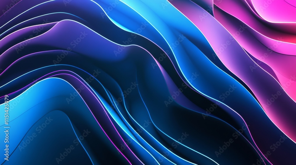 Poster dynamic lines abstract background with 3d shadow effects, fluid gradients, and modern overlapping fo