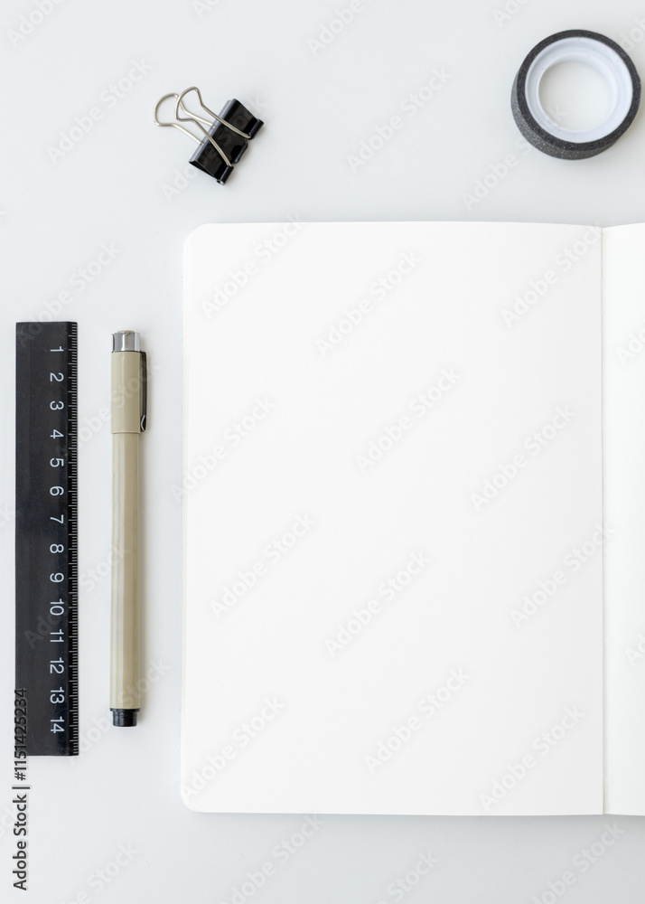 Poster blank notebook page with stationary design element