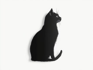 Fototapeta premium Elegant line art of black cat sitting on white background minimalist design artistic representation simple yet striking