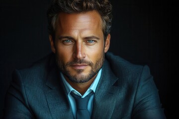 portrait of a thoughtful man in a classic suit, embodying an air of sophistication and intelligence. his expression suggests contemplation and depth, inviting viewers to connect with his story